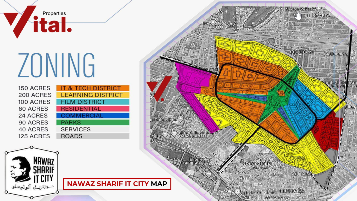 Nawaz Sharif IT city Lahore Map