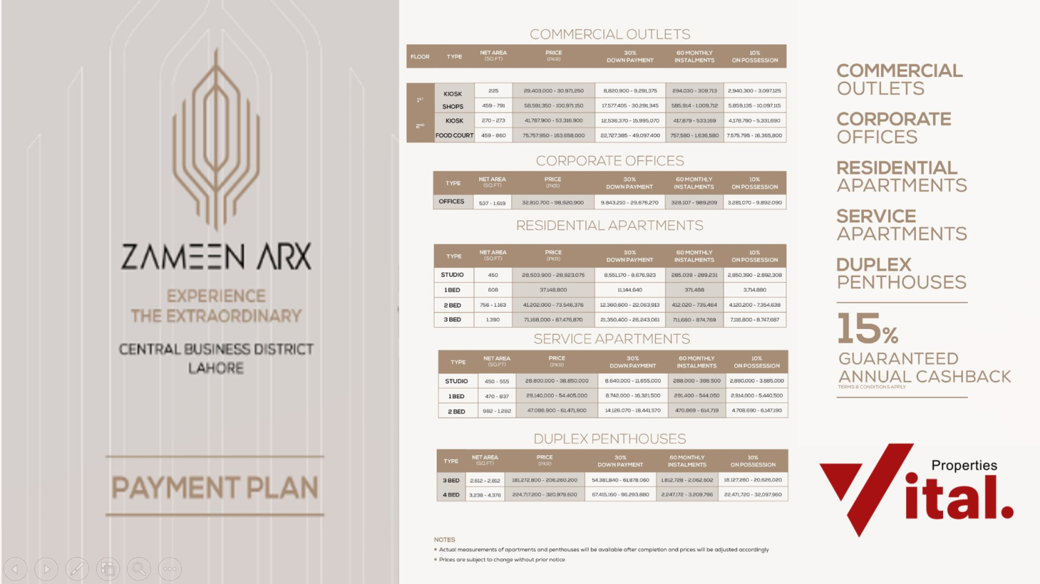 Zameen ARX LAHORE Payment plan