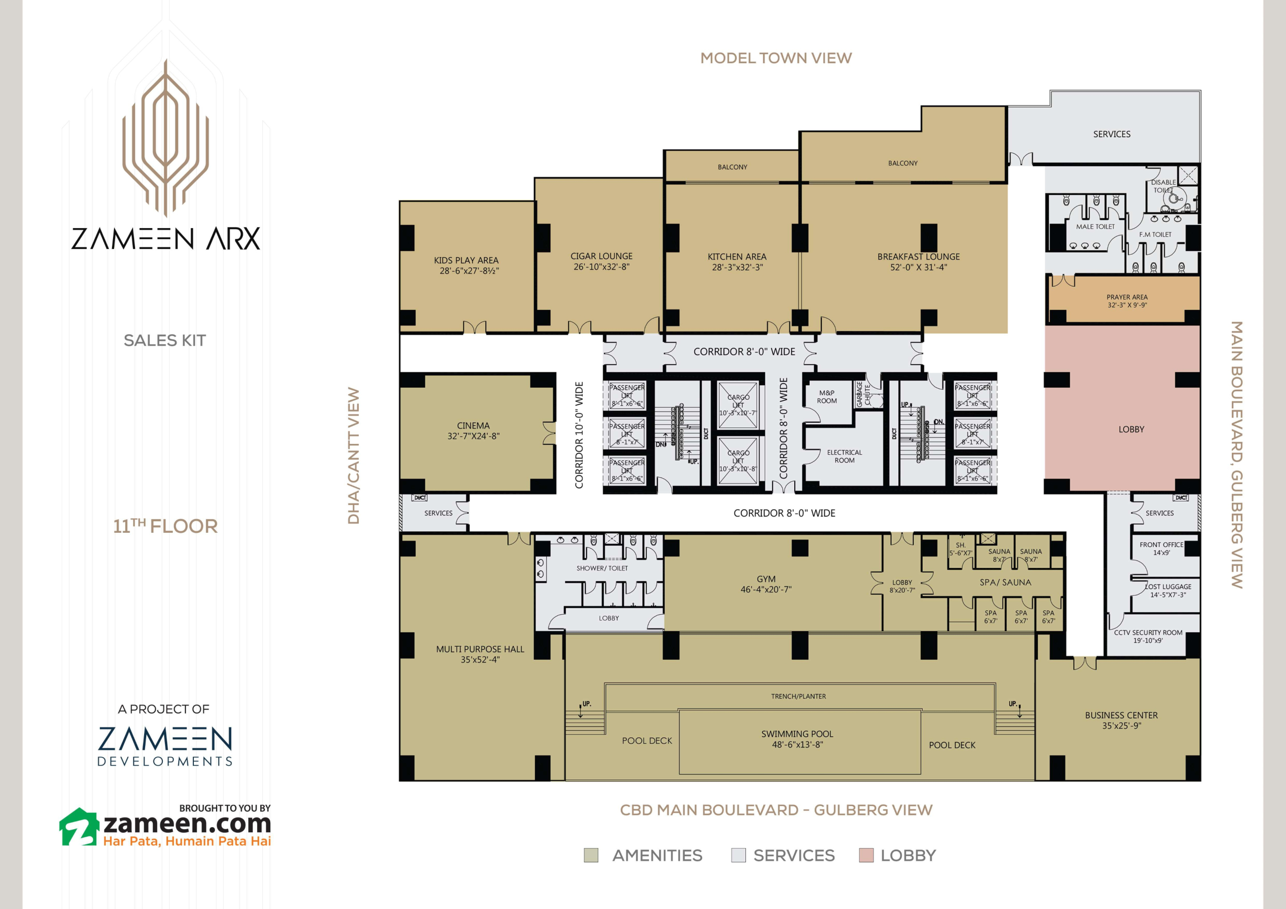 Zameen Arx Lahore 11th Floor PLan
