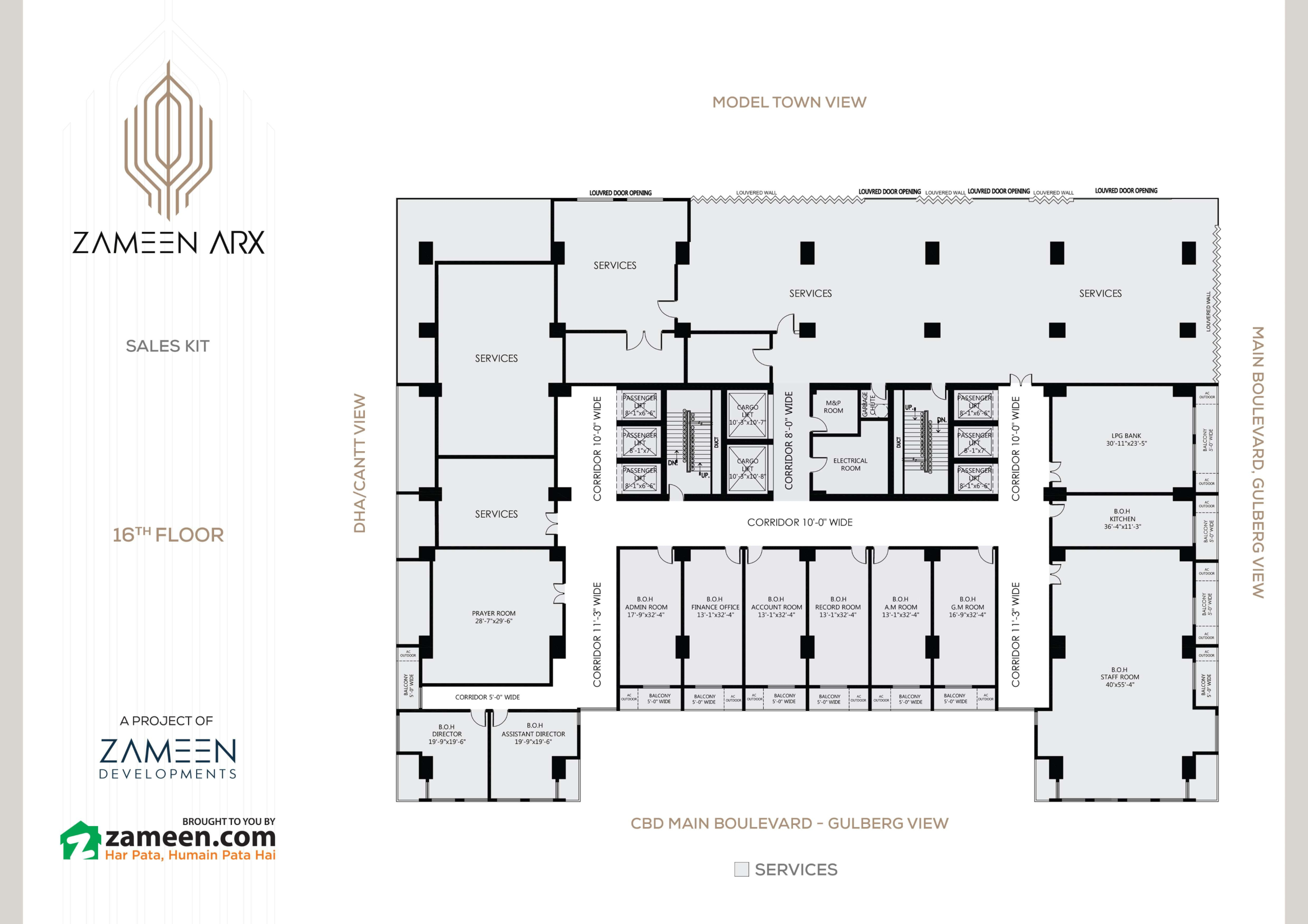 Zameen Arx Lahore 16th Floor plan