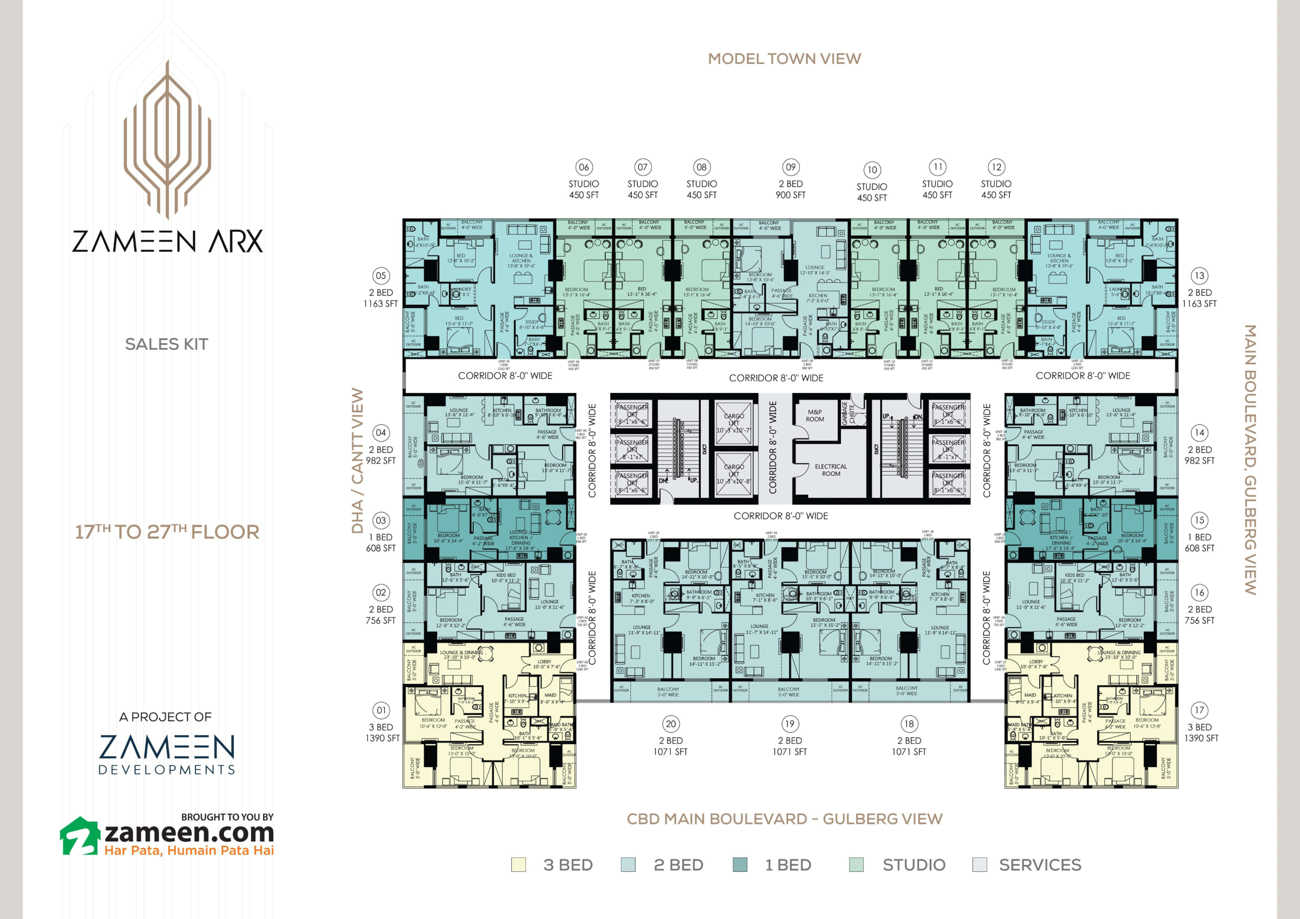 Zameen Arx Lahore 17th to 27th Floor plan