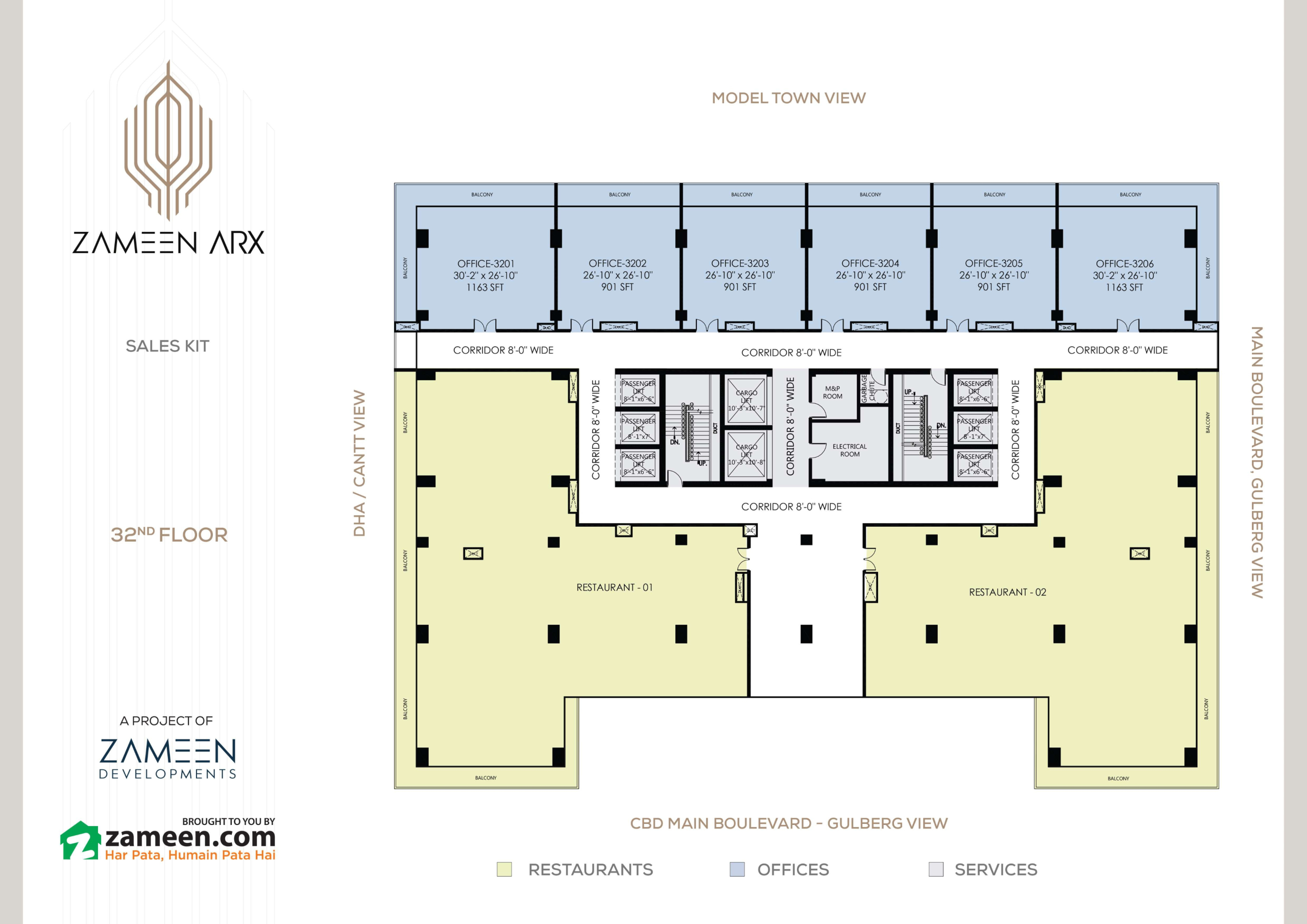 Zameen Arx Lahore 32nd floor plan