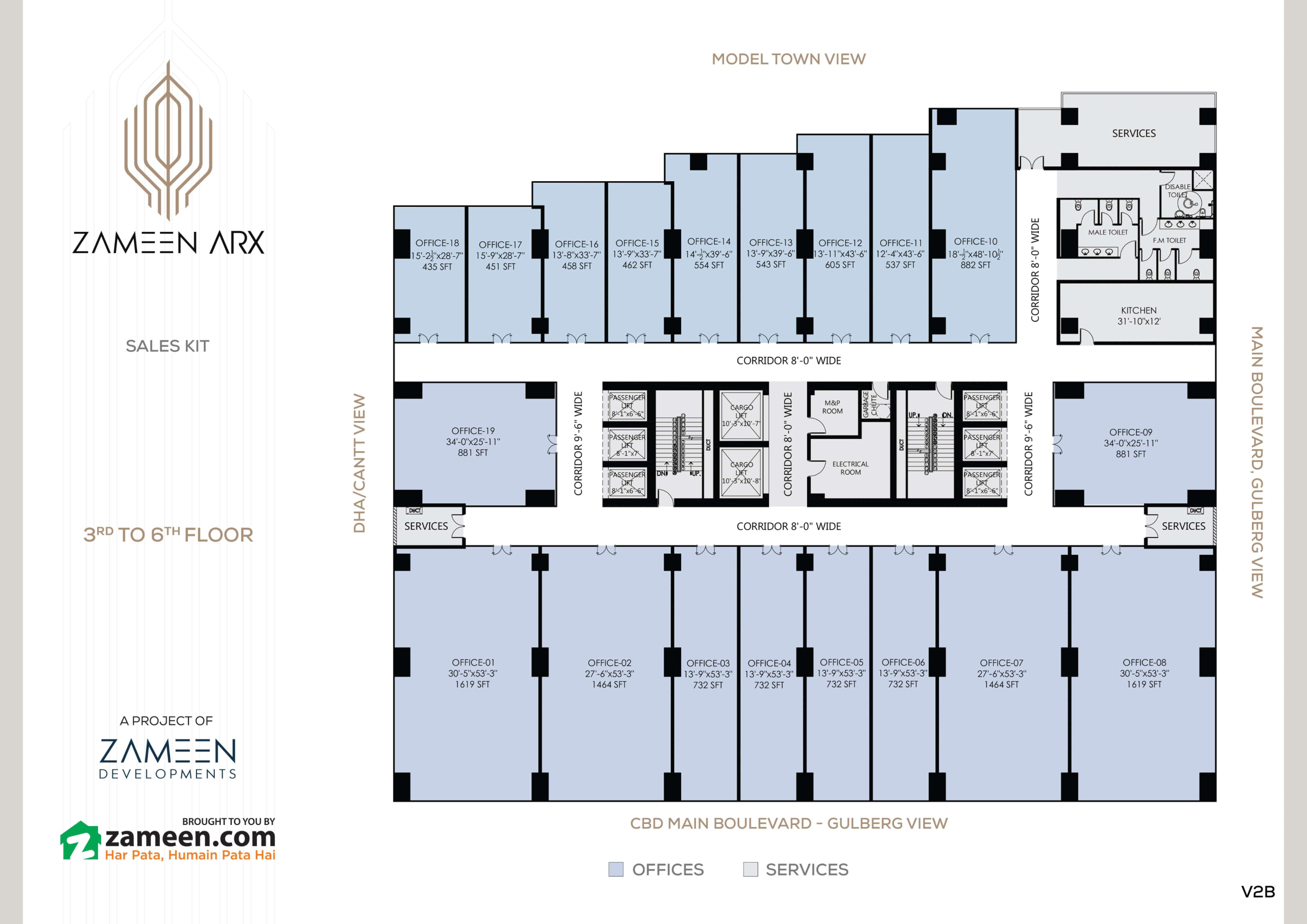 Zameen Arx Lahore 3rd to 6th Floor plan