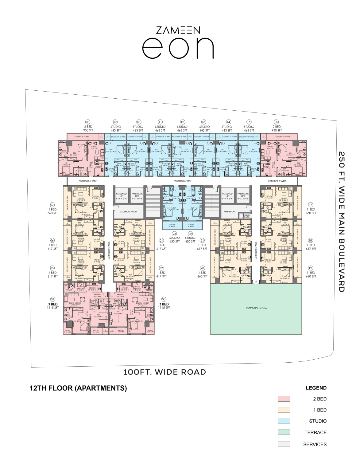 Zameen EON lahore 12th Floor plan