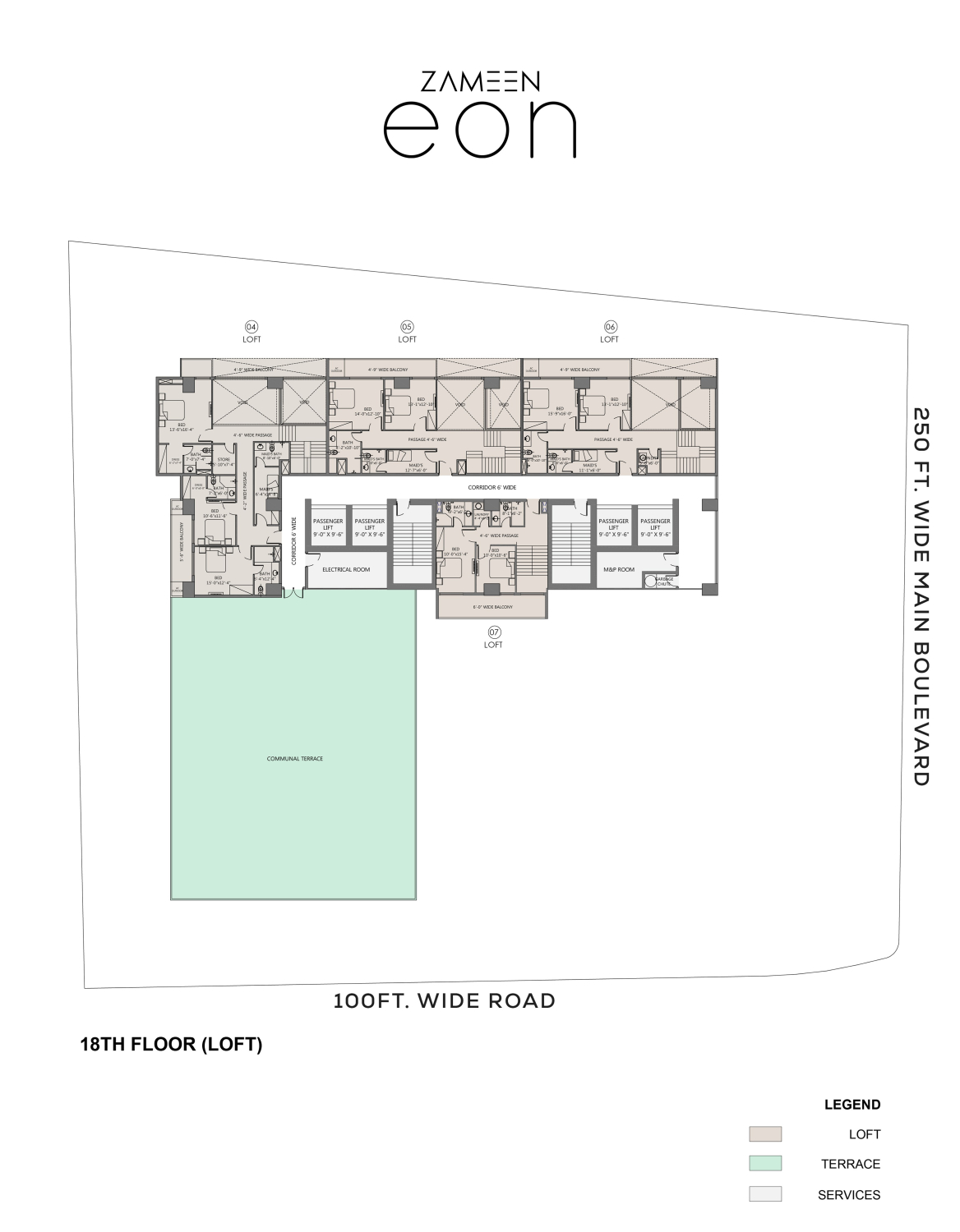 Zameen Eon Lahore 18th floor plan